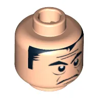 Minifig Head Cruncher Block, Eyebrows and Hair, Forehead Lines, Frown Print [Blocked Open Stud]