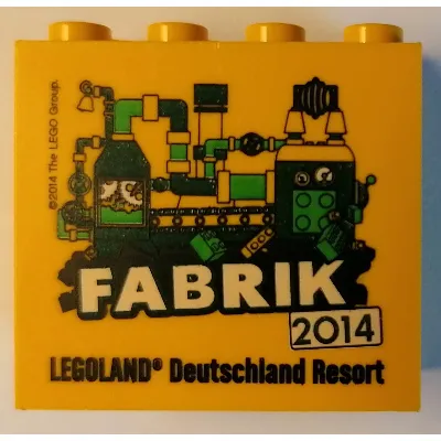 Brick 2 x 4 x 3 with 'LEGOLAND Deutschland Resort FABRIK 2014' Print