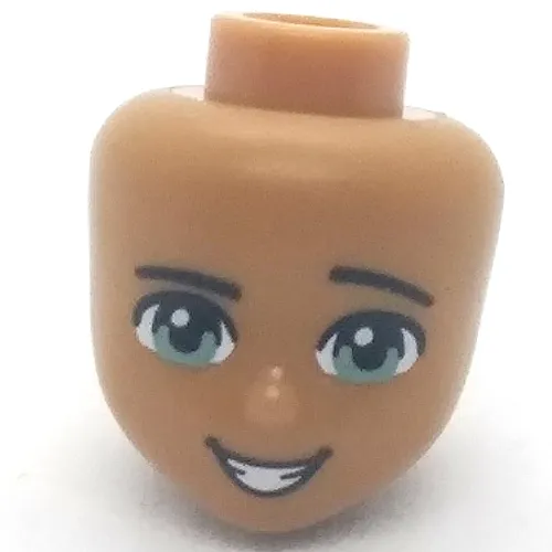 Minidoll Head with Sand Green Eyes, Open Smile, Teeth
