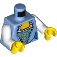 Torso Corset with Gold and Blue Print, White Arms, Yellow Hands