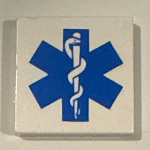 Tile 2 x 2 with Blue EMT Star of Life Print