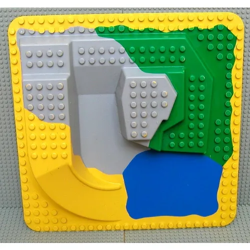 Duplo Baseplate Raised 24 x 24 Four Levels, Light Gray 'Mountain', Blue Pond, Green Hills, Light Yellow Slide