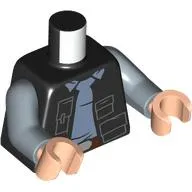Torso, Jacket with Pockets, Sand Blue Shirt, Dark Brown Belt Print, Sand Blue Arms, Light Nougat Hands
