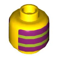Minifig Head Mr Dinkles Body, 3 Magenta Stripes and 2 Lime Stripes Print