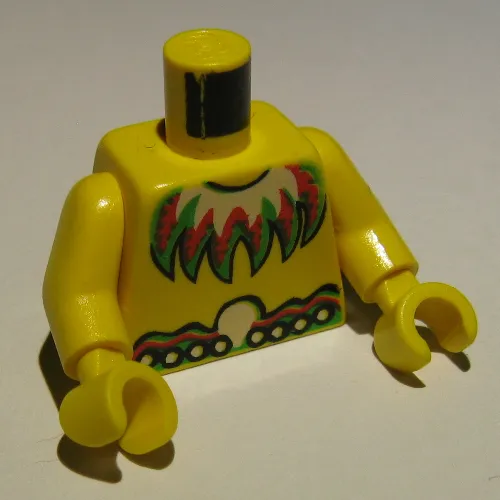 Torso Bare Chest with Feather Necklace and Ornate Belt Print, Yellow Arms and Hands