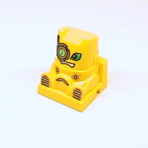 Racer Driver Head, Brick Special 2 x 2 Square, Green Eyes, White Mouth, Monocle (Pulse)