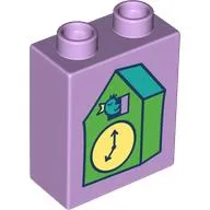 Duplo Brick 1 x 2 x 2 with Green Coocoos Clock print