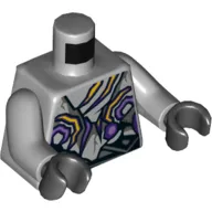 Torso Tattered with Yellow and Dark Purple Cracks Print, Light Bluish Gray Arms, Black Hands