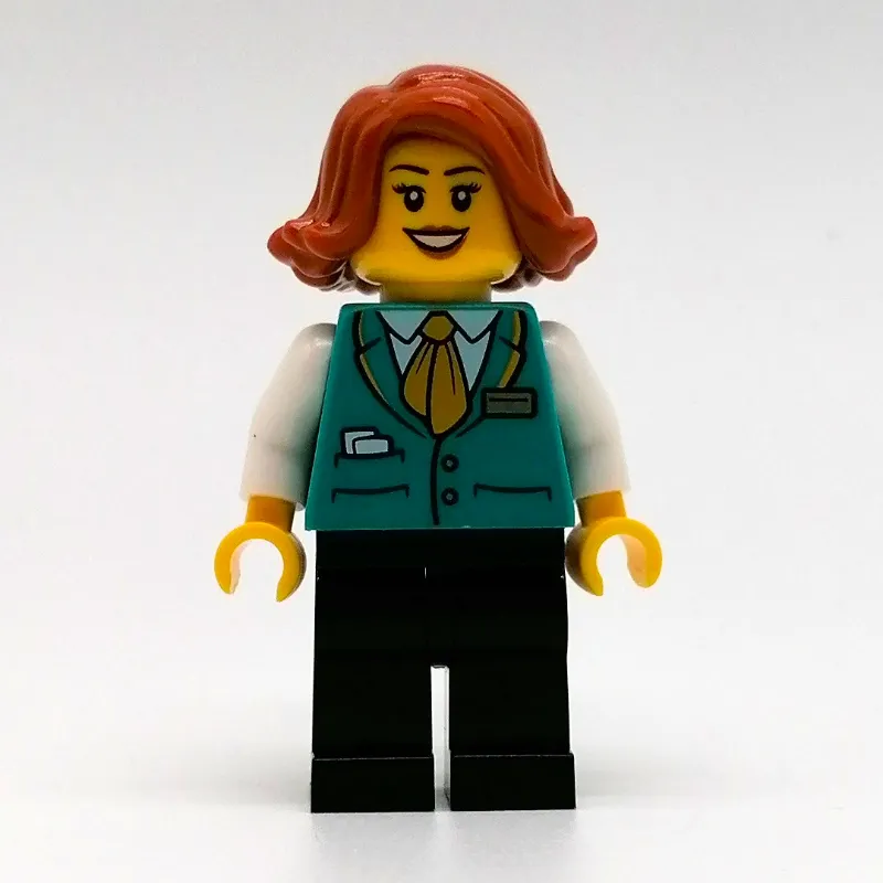 Train Station Employee, Woman, Dark Turquoise Vest, Black Legs