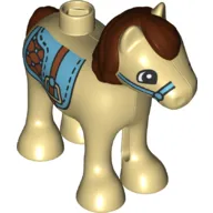Duplo Animal Horse/Foal with Saddle, Reddish Brown Mane & Tail Print