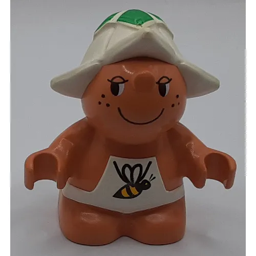 Duplo Figure Little Forest Friend, Male White Overalls with Bee Print (Dozey Meadowsweet)