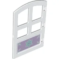 Duplo Door 1 x 4 x 4 with Four Panes and Curved Top with Snowflake Print