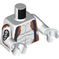 Torso, Light Bluish Grey Muscle Lines, Dark Orange Fur, Dark Blue Suspenders, Black Tattoo on Arm print, White Arms and Hands