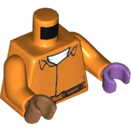 Torso, Odd Hands, Prisoner Jumpsuit with Belt, White Undershirt / 'ARKHAM' on Back Print, Orange Arms, Left Medium Lavender Hand, Right Medium Nougat Hand