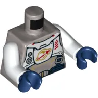 Torso Astronaut Space Suit, White Chestplate with Classic Space Logo, Dark Blue Straps Print, White Arms, Dark Blue Hands