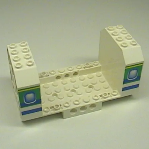 Aircraft Fuselage Angular Bottom 6 x 12 x 5 with Windows on Green & Blue Stripes Print