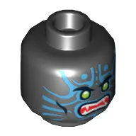 Minifig Head Scout / Swordsman, Green Eyes, Blue Face Markings Print [Hollow Stud]
