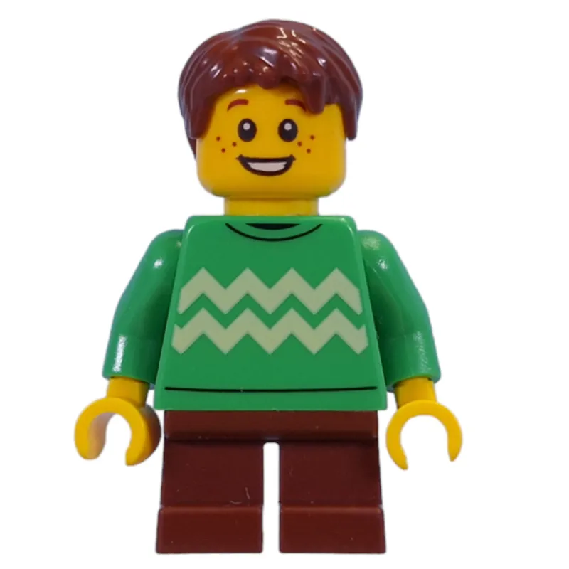 Kid - Bright Green Torso, Reddish Brown Legs, Reddish Brown Hair