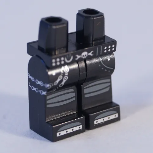 Hips and Black Legs with Skull Belt Print