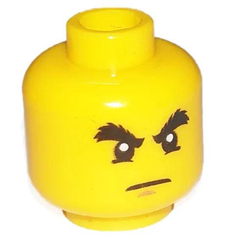 Minifig Head Cole / Vampire / Pirate, Raised Bushy Eyebrows, White Pupils and Chin Dimple Print