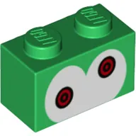 Brick Special 1 x 2 with 2 Studs on 1 Side with, White Eyes, Red Pupils print
