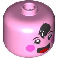 BigFig Head Black Cowlick Hair, Dark Pink Cheeks, Open Mouth, Tongue print