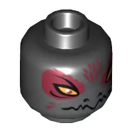 Minifig Head Razcal, Dual Sided, Raven with Beak, Yellow Eyes and Dark Red Pupils, Narrow / Wide Eyes Print [Hollow Stud]