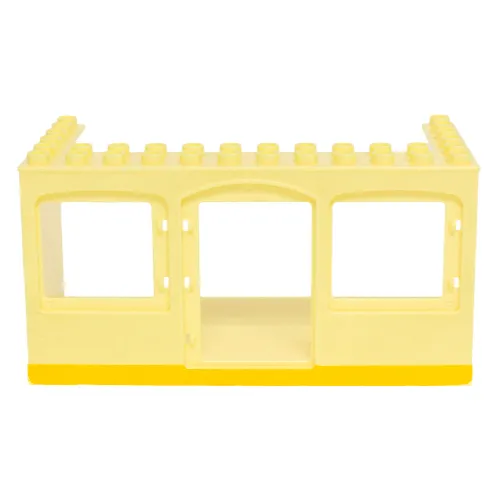 Duplo Building 6 x 12 x 5 with Center Door and Two Windows with Bright Light Orange Bottom (Caravan)