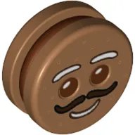 Minifig Head Special, Gingerbread Man with Dark Brown Mustache, Reddish Brown Filling Print