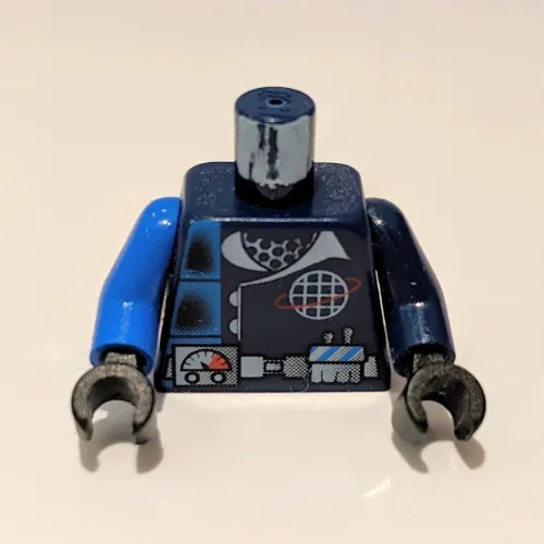 Torso, Odd Arms, Alpha Team Logo, Utility Belt, Gauge, Divided Blue Stripe Print, Left Black Arm, Right Blue Arm, Black Hands