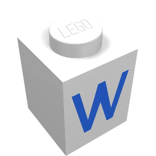 Brick 1 x 1 with Blue W Print
