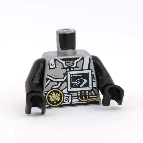 Torso Armor, Golden Dragon, Asian Symbol, Screen Print, Black Arms and Hands