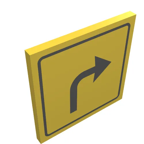 Road Sign Clip-on 2 x 2 Square with Black Turn Arrow Print