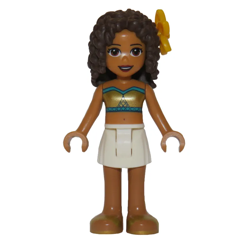 Andrea - Pearl Gold Bikini, White Skirt, Flower