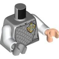 Torso, Odd Hands, Chest Protection with Dark Bluish Grey Lattice, Gold Crest, 'G' print, White Arms, Left Light Nougat Hand, Right Light Bluish Gray Hand