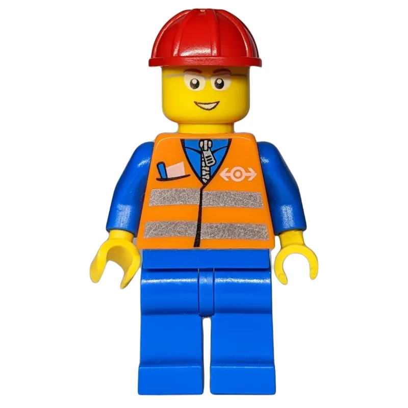 Worker - Orange Safety Vest, Blue Legs, Red Helmet, Glasses