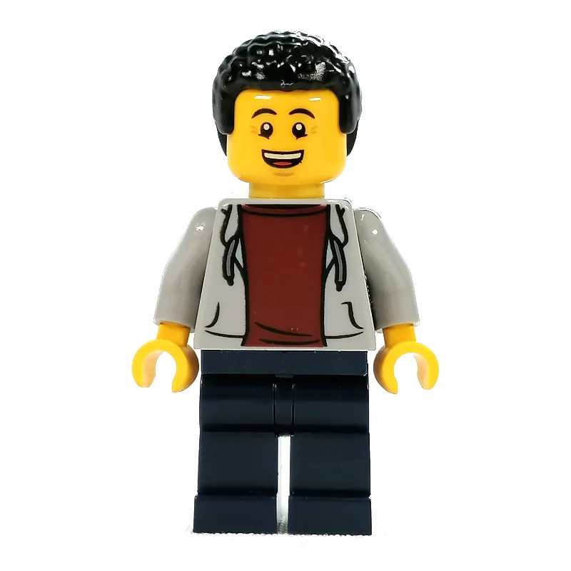 Light Bluish Grey Torso, Dark Blue Legs, Black Hair