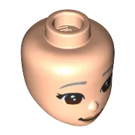 Minidoll Head, Reddish Brown Eyes, Dark Bluish Grey Eyebrows, Peach Lips