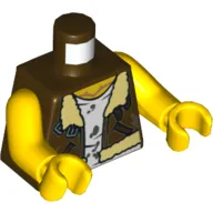 Torso Vest Jacket with Fur and Stained Undershirt Print, Yellow Arms and Hands