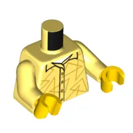 Torso Shirt, Buttons, Yellow Triangles Print, Bright Light Yellow Arms, Yellow Hands