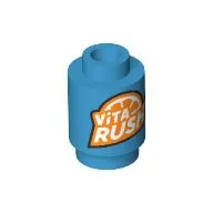 Brick Round 1 x 1 with 'VITA RUSH' Logo print
