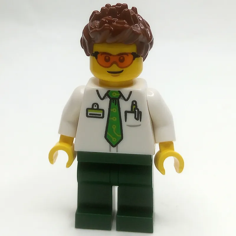 Man, White Shirt, Dark Green Legs, Orange Glasses