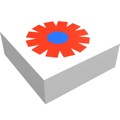 Tile 1 x 1 with Red/Blue Flower Print