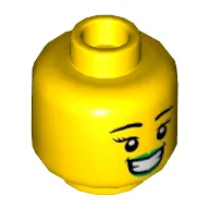 Minifig Head Peapod Costume Girl, Eyebrows, Bright Green Lips, Large Smile / Eating Print