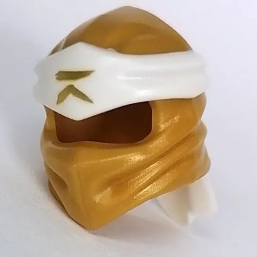 Wrap with Long Back Knot, White Band Pattern with Gold Asian Symbol Print
