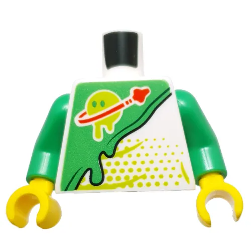Torso, Futuron Suit with Slime Planet (Z-Blob), Lime Dots print, Bright Green Arms, Yellow Hands