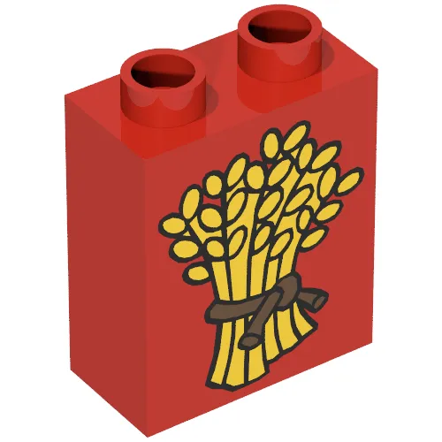Duplo Brick 1 x 2 x 2 with Wheat and Plain Rope Print