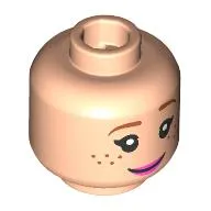 Minifig Head Lucy, Dark Orange Eyebrows, Freckles, Bright Pink Lips, Smile/Medium Azure Sunglasses