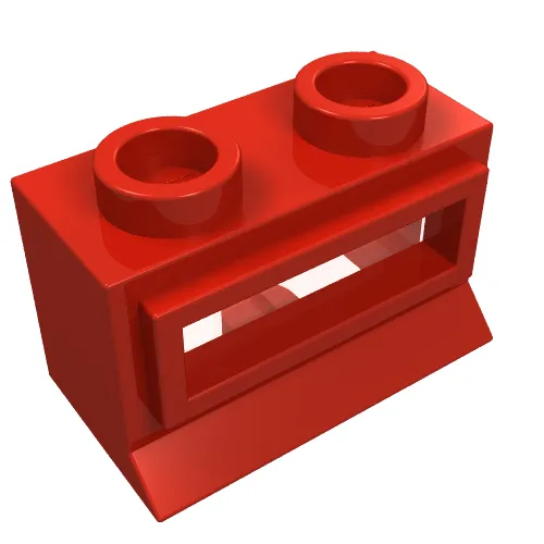 Window 1 x 2 x 1, Extended Lip, Hollow Stud [with Glass]