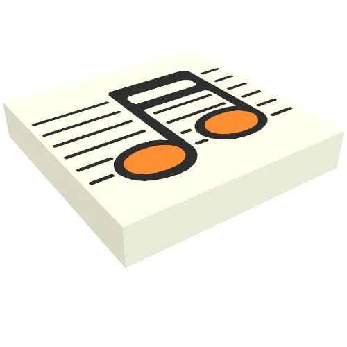 Tile 2 x 2 with Black / Orange Music Note Print